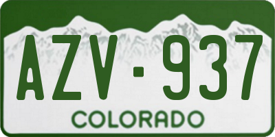 CO license plate AZV937