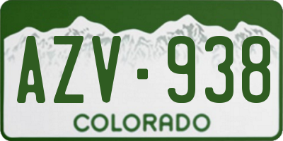 CO license plate AZV938