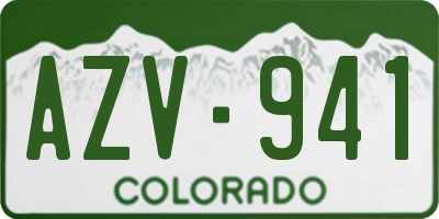 CO license plate AZV941