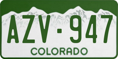 CO license plate AZV947