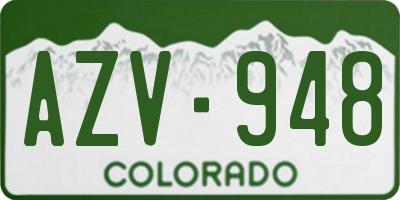 CO license plate AZV948