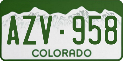 CO license plate AZV958