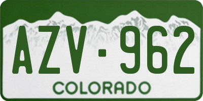 CO license plate AZV962