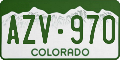 CO license plate AZV970