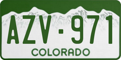 CO license plate AZV971