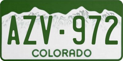 CO license plate AZV972