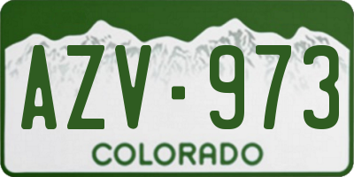 CO license plate AZV973