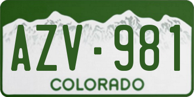CO license plate AZV981
