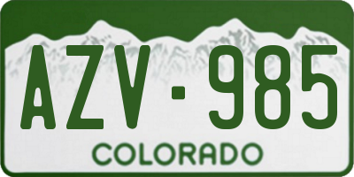 CO license plate AZV985
