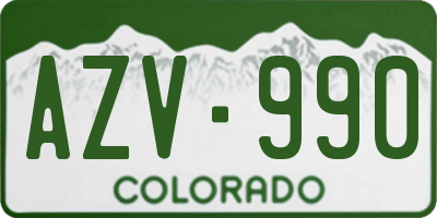 CO license plate AZV990