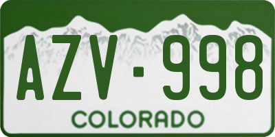 CO license plate AZV998