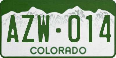 CO license plate AZW014