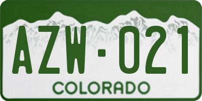 CO license plate AZW021