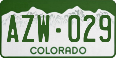 CO license plate AZW029