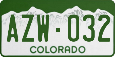 CO license plate AZW032