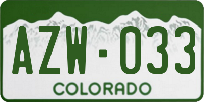 CO license plate AZW033
