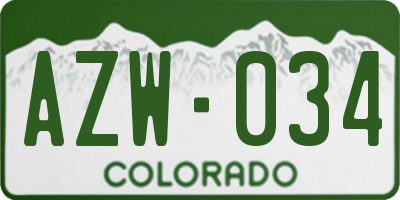 CO license plate AZW034