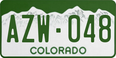 CO license plate AZW048