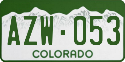 CO license plate AZW053
