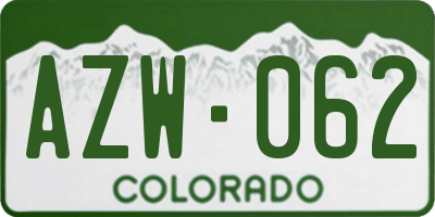 CO license plate AZW062