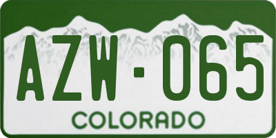 CO license plate AZW065