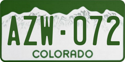 CO license plate AZW072