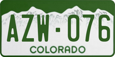 CO license plate AZW076