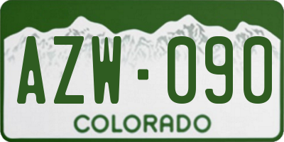 CO license plate AZW090