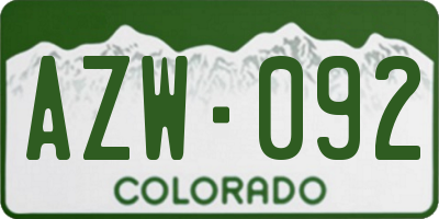 CO license plate AZW092