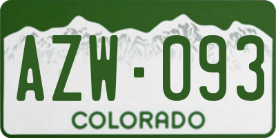 CO license plate AZW093