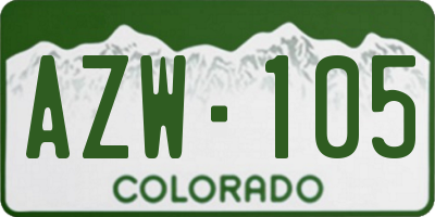 CO license plate AZW105