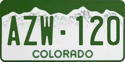 CO license plate AZW120