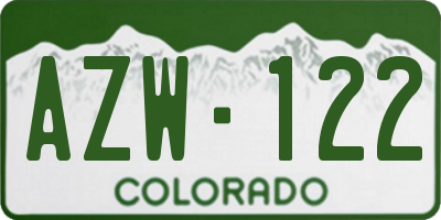 CO license plate AZW122