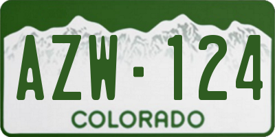 CO license plate AZW124