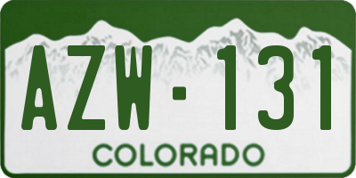 CO license plate AZW131