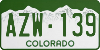 CO license plate AZW139