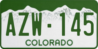 CO license plate AZW145