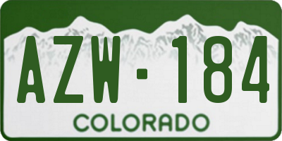 CO license plate AZW184
