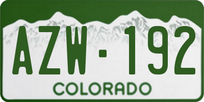 CO license plate AZW192