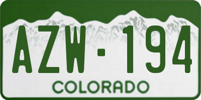 CO license plate AZW194