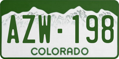 CO license plate AZW198