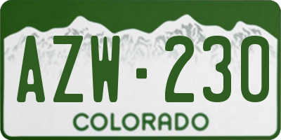 CO license plate AZW230