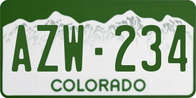 CO license plate AZW234
