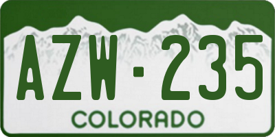 CO license plate AZW235