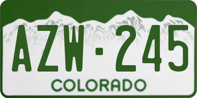 CO license plate AZW245