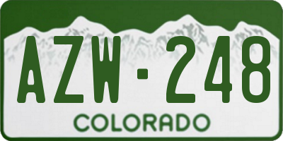 CO license plate AZW248