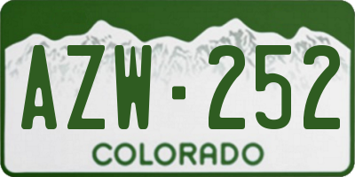 CO license plate AZW252
