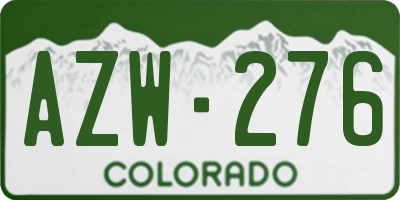 CO license plate AZW276