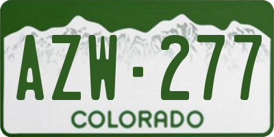 CO license plate AZW277