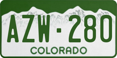 CO license plate AZW280